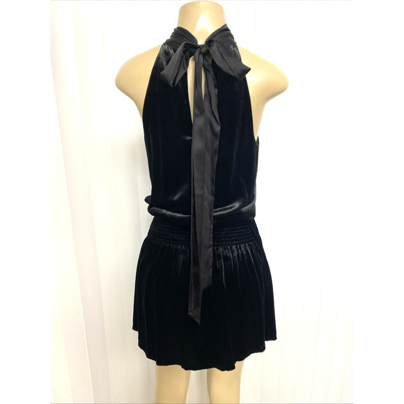 Ramy Brook Paige Velvet Dress Black Mini Velour Sleeveless Mock Neck Tie… - Picture 6 of 10